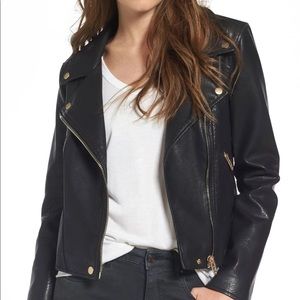Blanknyc Faux Leather Moto Jacket with Gold Details